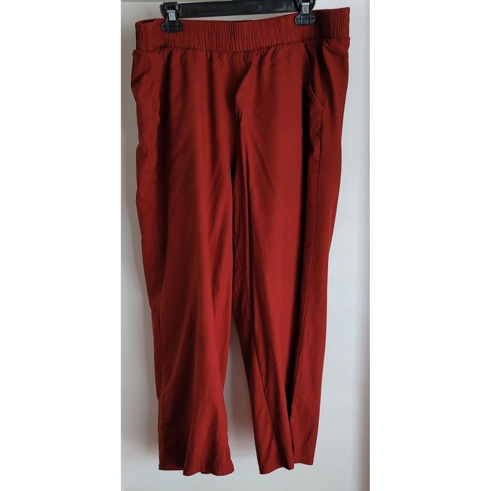 Torrid Linen Blend Pants Size 1S Red Solid Casual Straight Trousers Slacks